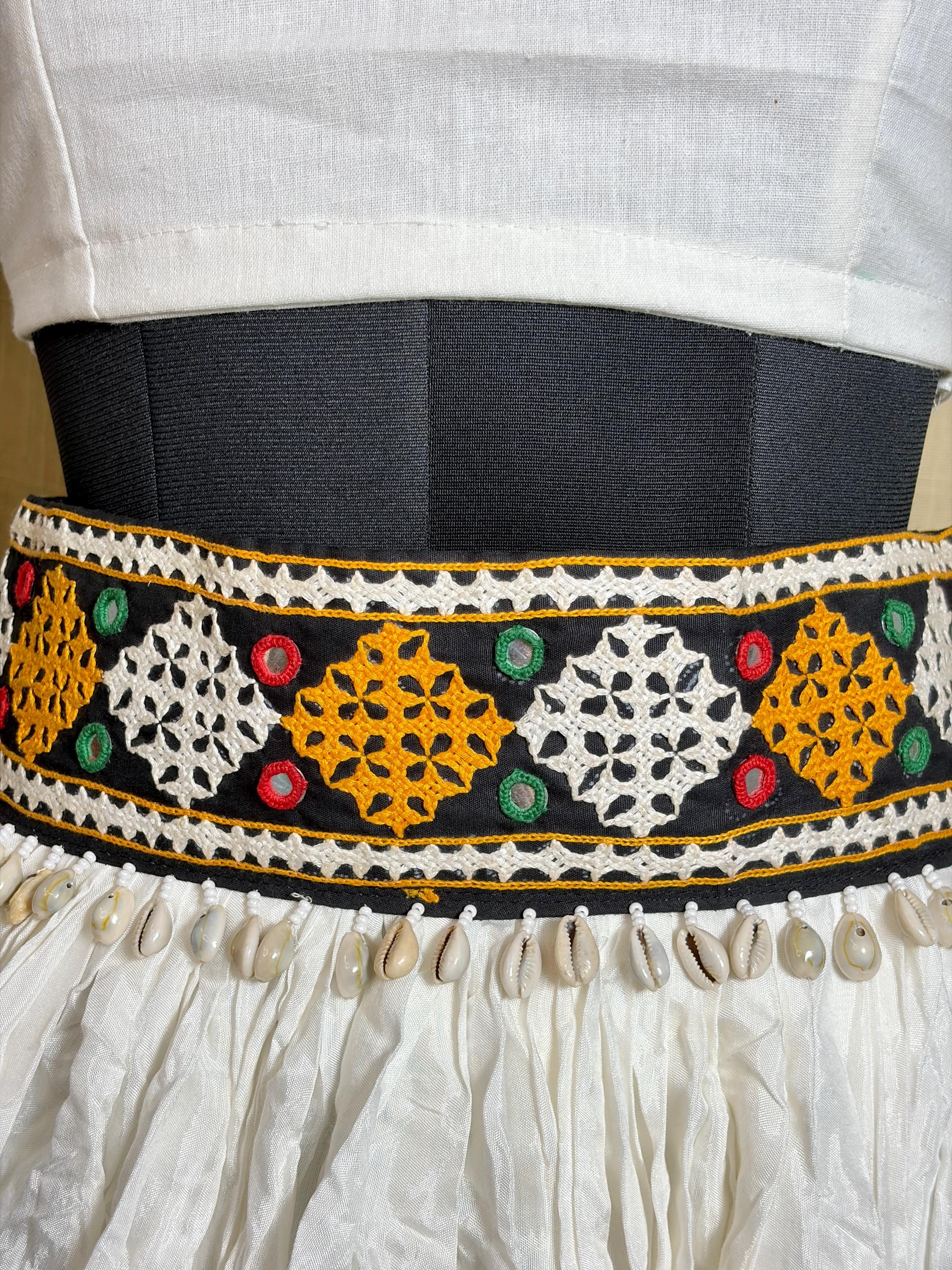 Rare Handmade Vintage Style Tribal Rajasthan Mirrored and Embroidered Belt Antique Tribal Belt from India – the FolkArt Gallery main image 4