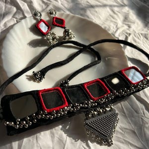 Handmade Navratri Choker Necklace Set, Navratri Jewelry, Garba Jewelley, Wedding Jewelry, Gift for her, Tibal Boho jewelry for Navratri