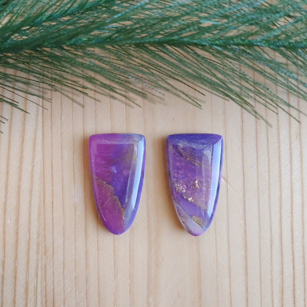 Translucent Purple and Gold Faux Stone Dagger Stud Earrings, Polymer ...