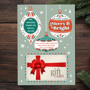 Bearbeitbarer Weihnachten Merry and Bright Geschenkkartenhalter Druckbare Weihnachtsgeschenk für Lehrer Weihnachtsgeschenke Urlaubsgeschenke Personalanerkennungsgeschenk Sofortiger Download