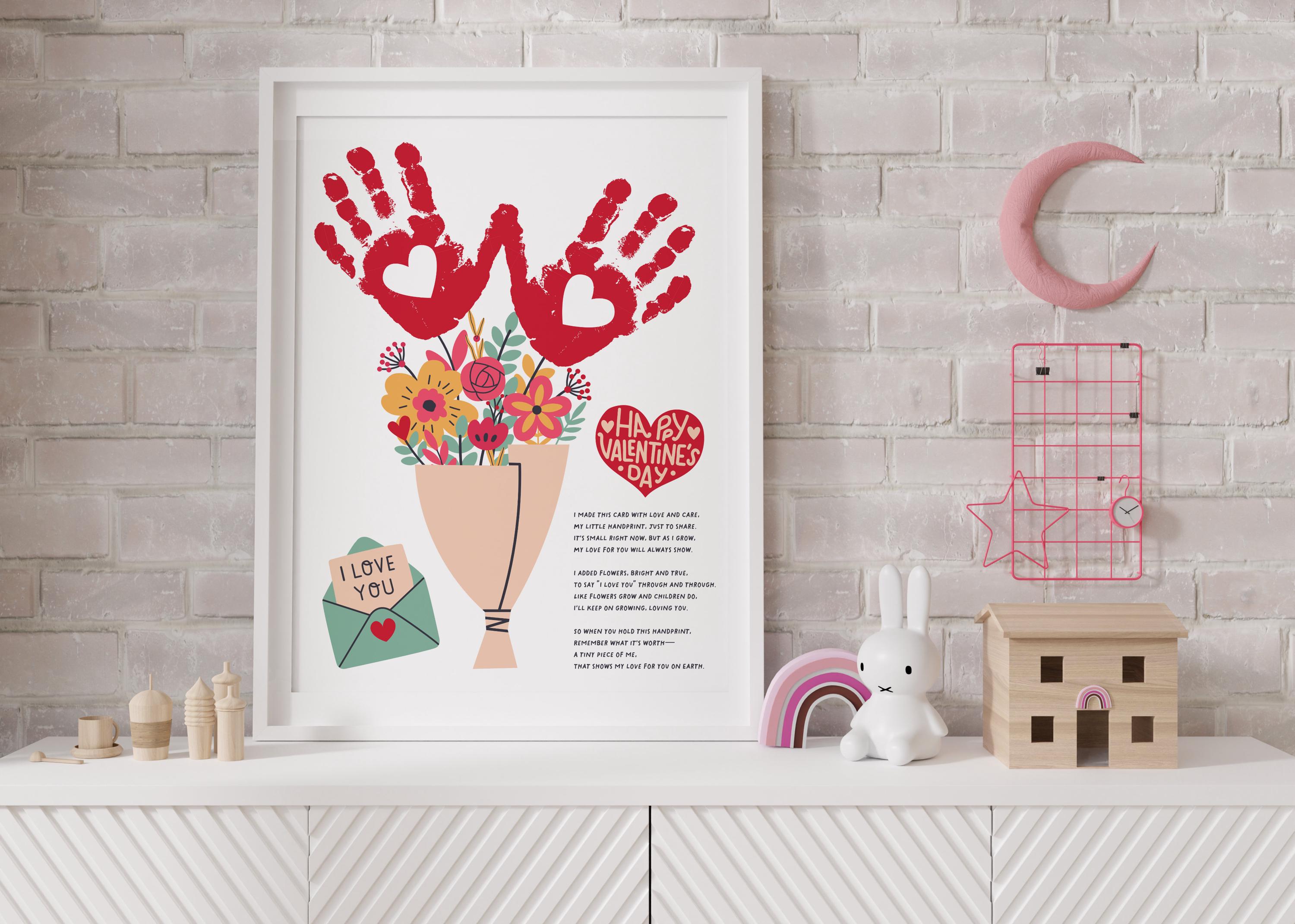 Valentines Day Handprint Art Craft for Kids, Printable Keepsake Art ...