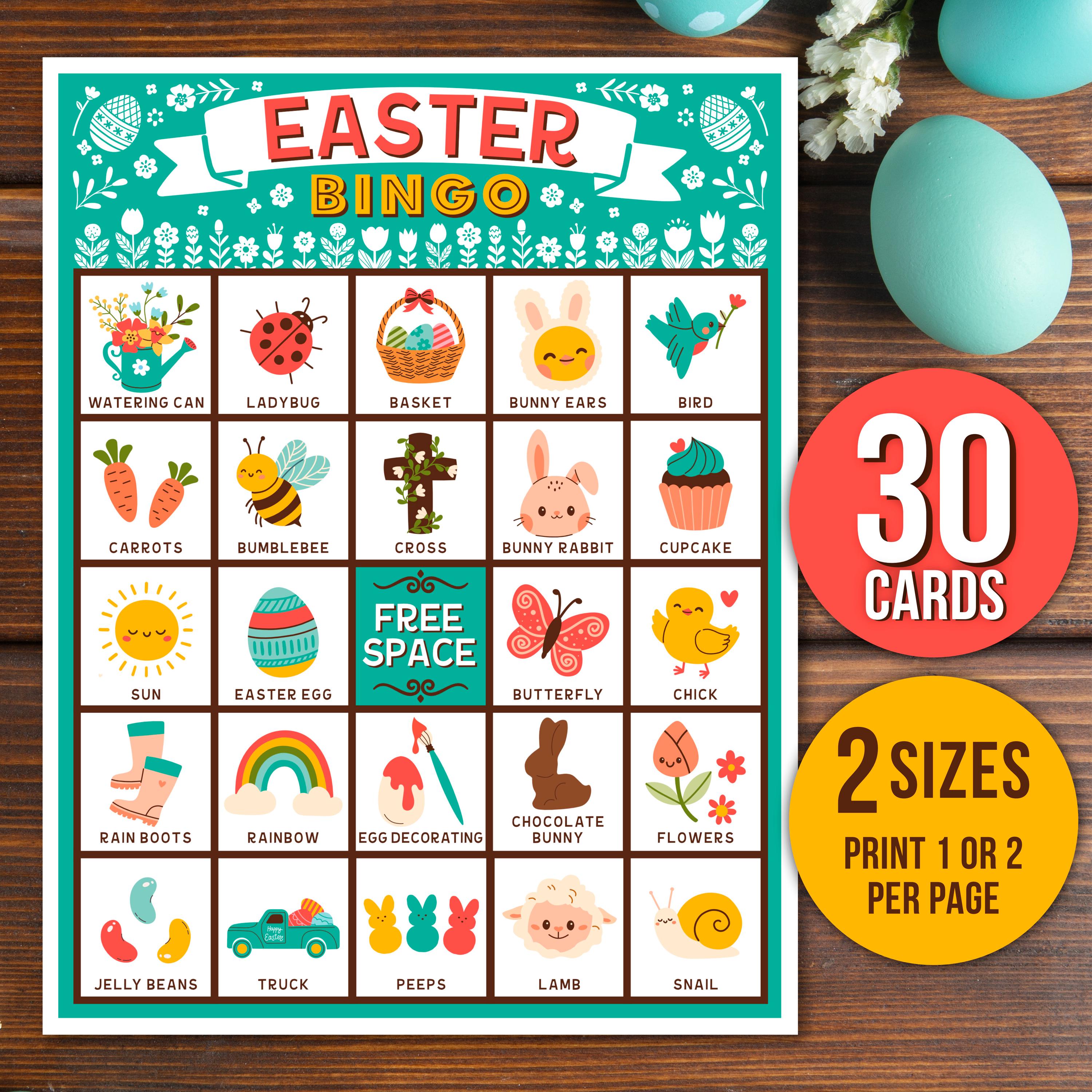 Easter Bingo Set, 30 Easter Bingo Cards, Kids Adults Holiday Party Game ...