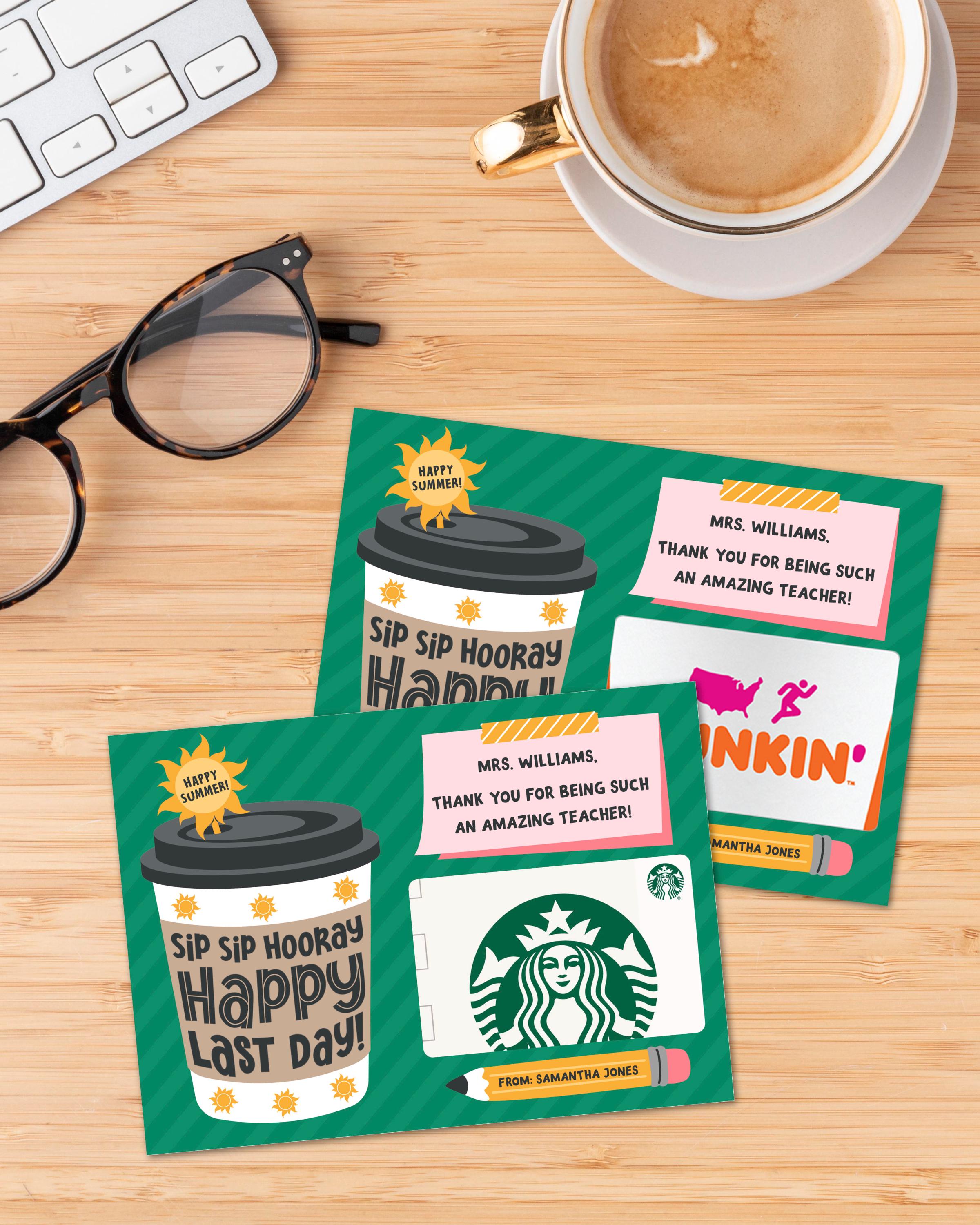 Editable Last Day of School Gift Card Holder Sip Sip Hooray Happy Last ...
