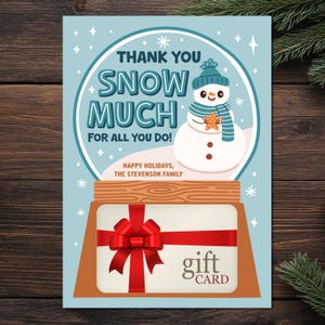 Titulaire de la carte-cadeau modifiable Merci beaucoup de neige pour Noël