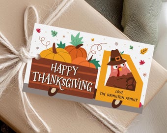 Bearbeitbarer Happy Thanksgiving-Geschenkanhänger, druckbare Herbstbevorzugungsanhänger, Danksagungsgeschenk für Lehrer Coworker Mitarbeiter, Freundschaftsanhänger Türkei