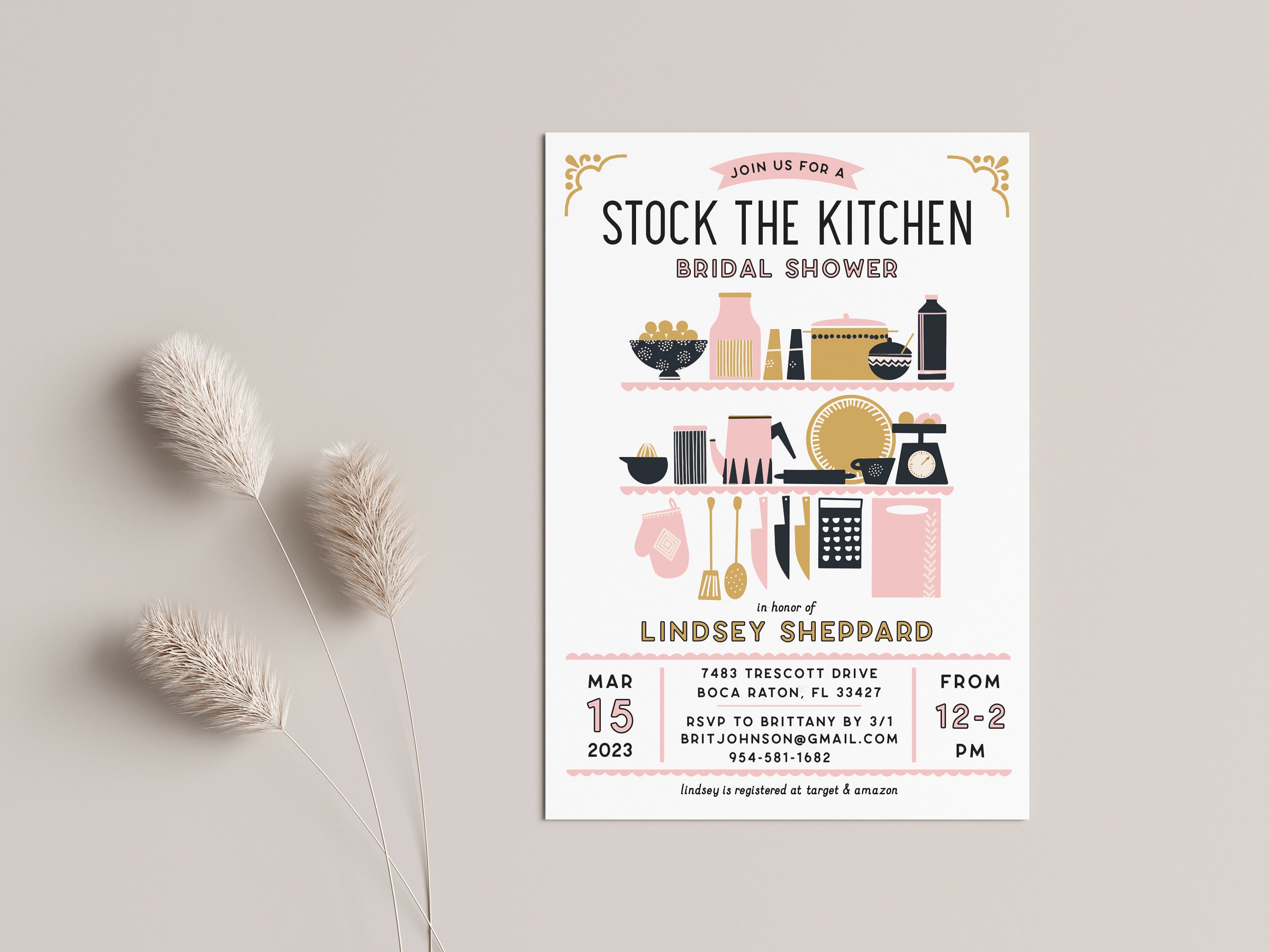 Editable Stock the Kitchen Bridal Wedding Shower Invitation Template ...