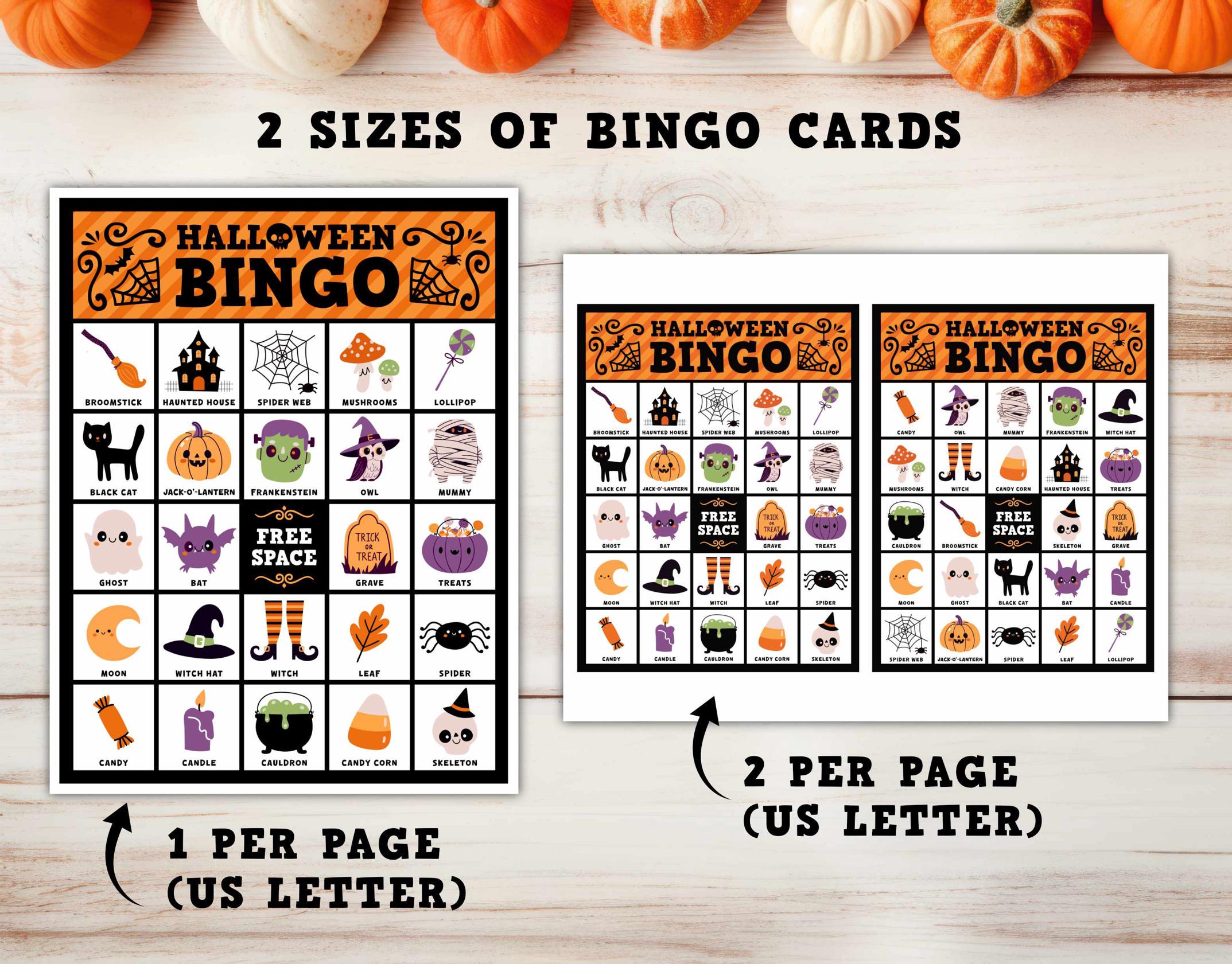 Halloween Bingo Set, 30 Halloween Bingo Cards, Kids Halloween Party ...