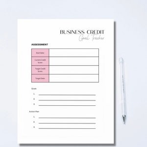 Business Credit Goal Tracker, Credit Management Forms, Build Business Credit, Instant Download