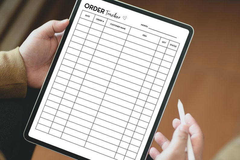 BW Printable Order Tracker, 8 X 11.5 ", Small Business Order Form ...