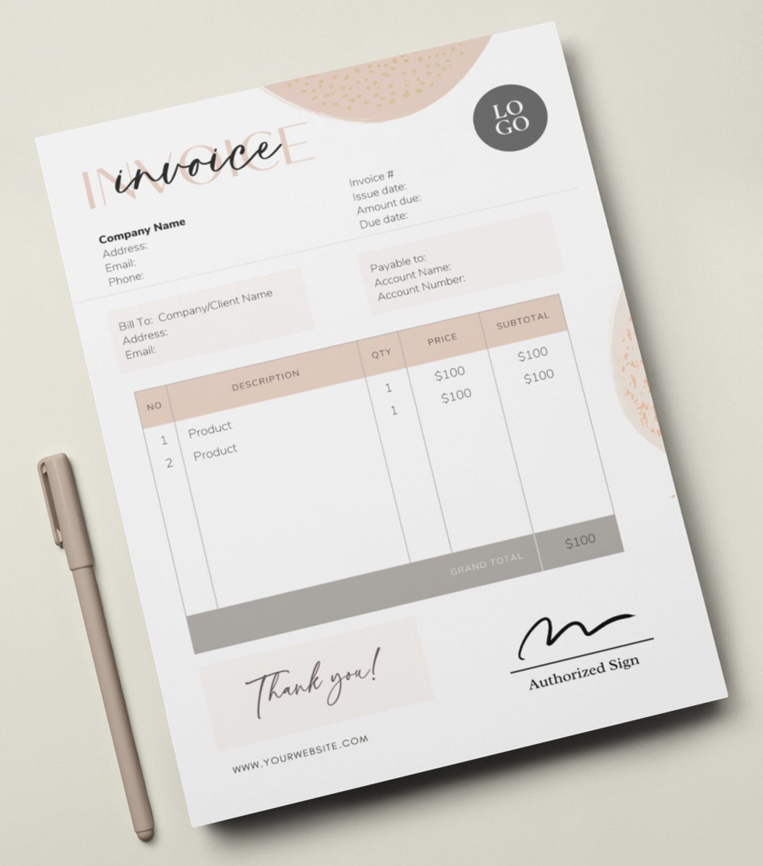 Printable Invoice Template for Small Businesses and Entrepreneurs ...