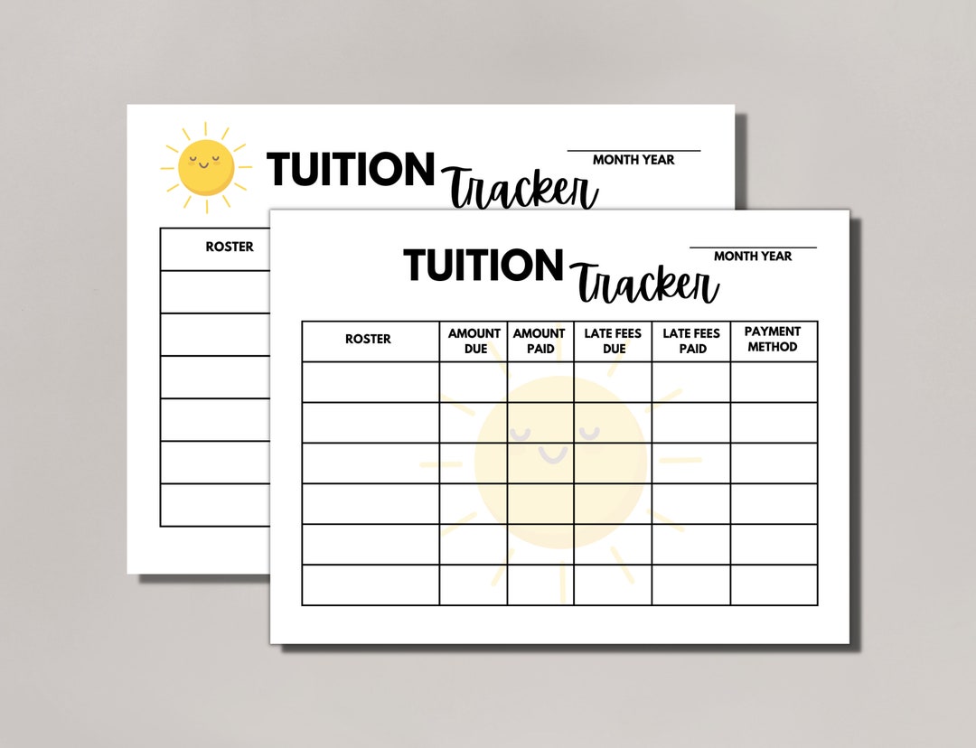 Tuition Tracker sunshine Version Daycares, Homeschools, Preschools