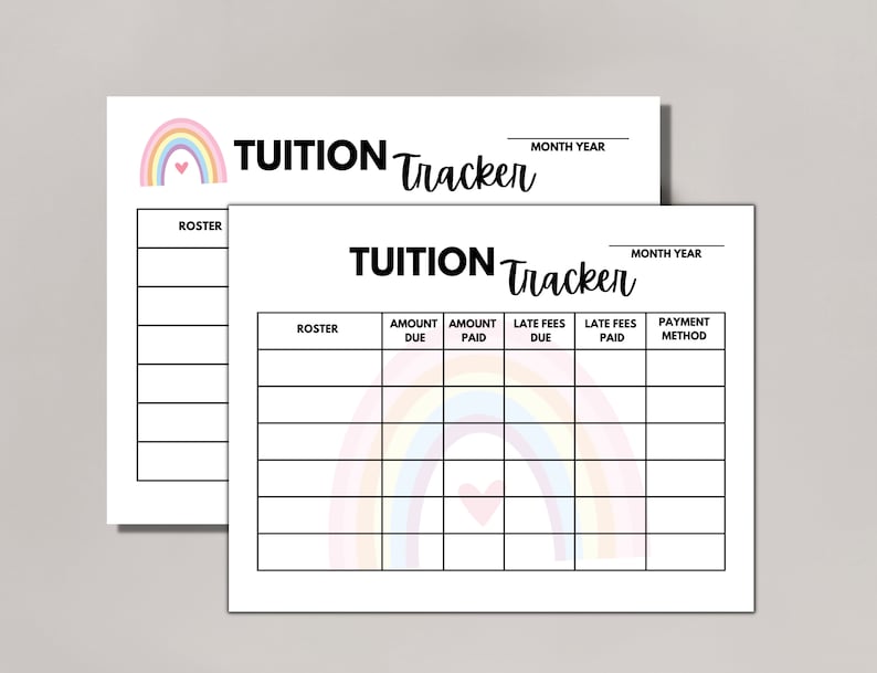Tuition Tracker (rainbow Version) | Daycares, Homeschools, Preschools ...