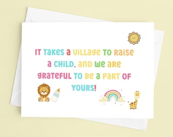 Parent Appreciation Card | 5 x 7" Daycare Thank You Card | Home Daycare, Daycare Center, Child Care Program | Instant Download