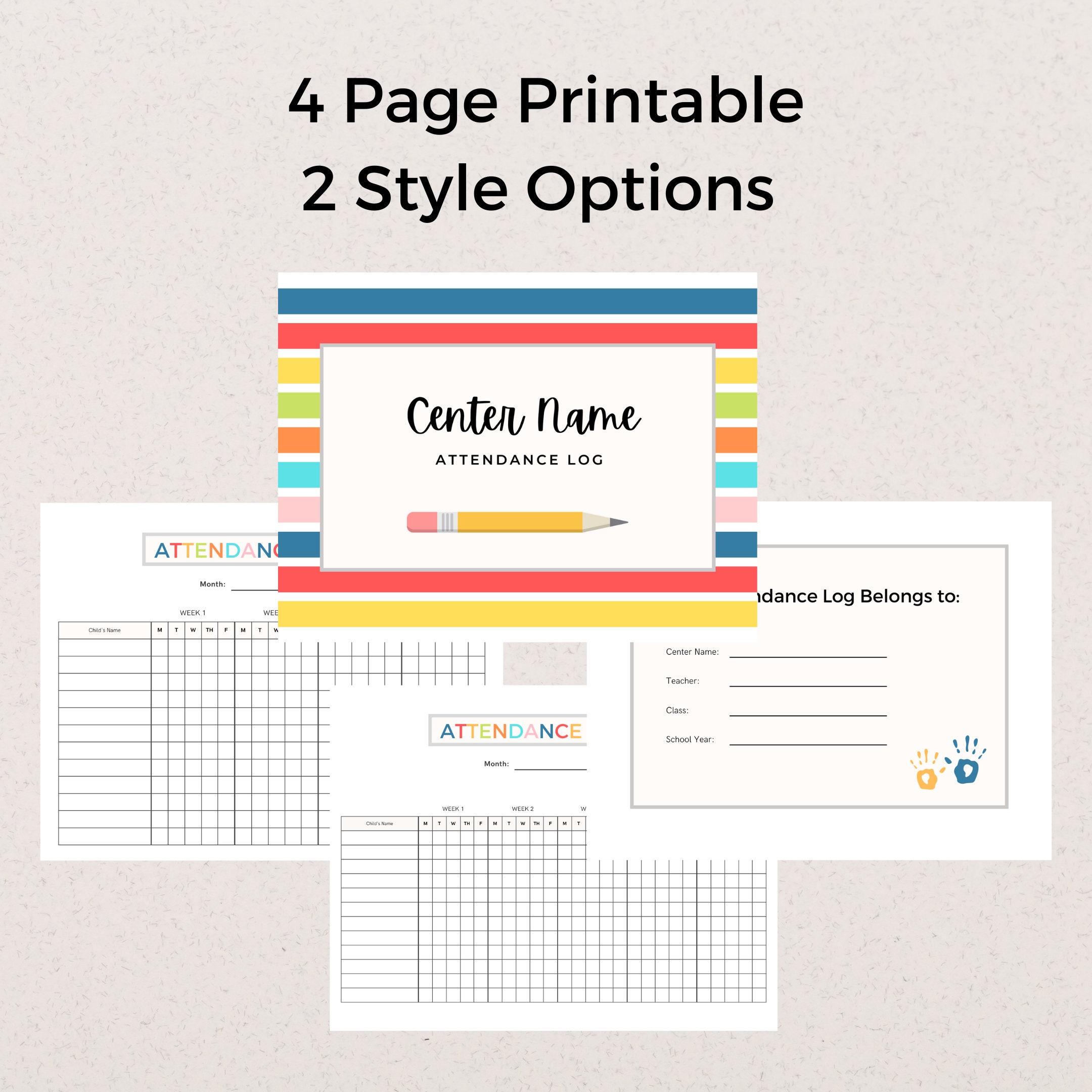 Personalized Student Attendance Log Book color Version Daycares ...