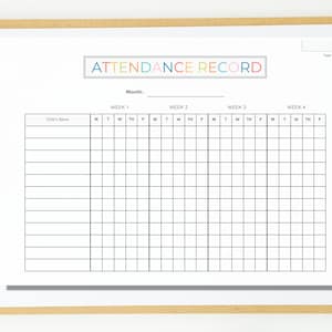 A5 月間生徒出席シート（4 週間）、デイケア、ホームスクール、幼稚園、保育前後プログラム、印刷可能なフォーム