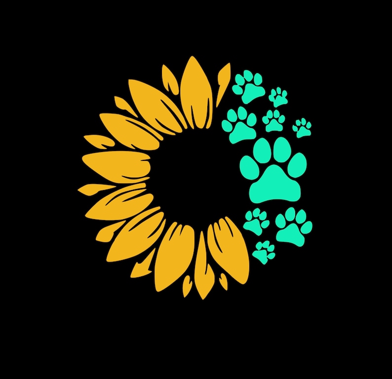 Paw Print Sunflower Decal Etsy