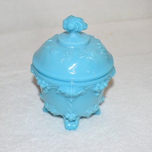 Vallerysthal blue opaline covered footed dish