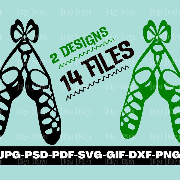 Irish Dance Shoes SVG Ghillies Irish dancing Shoes Dancer Silhouettes Gift Digital Files svg png jpeg psd dxf instant download poster vinyl