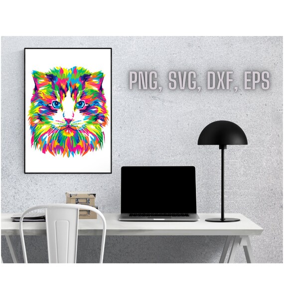 Colorful Cat SVG PNG Wall Art Decor Totebag Cat Kitten Etsy