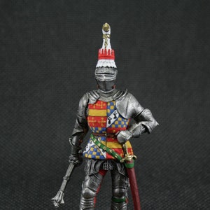Collectible tin toy soldier 54 mm Painted Historical Miniature Medieval knight. Richard Neville, Earl of Warwick. England, 1455