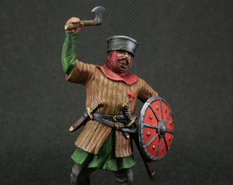 Collectible tin toy soldier 54 mm Painted Historical Miniature Western European infantryman Medieval