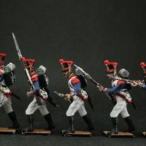 Tin soldier 54 mm A set of tin soldiers 5 figures. Napoleon 1812. France 1812 Line infantry. Historical Miniature Napoleonic