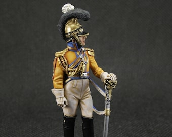 Painted tin soldier 54 mm Scale 1/32 Historical Miniature Napoleonic wars. Officer of the Garde du Cor regiment. Saxony, 1810-13