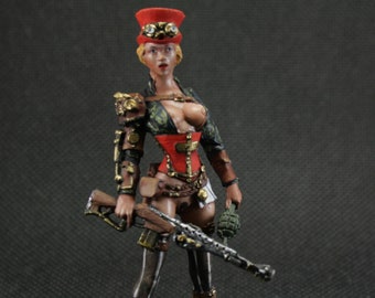 Steampunk Colonial Grenadier Lady, 75mm Collectible Tin Soldier