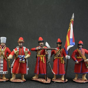 Tin soldier 54 mm Set of 5 painted soldiers Historical Miniature Moscow Streltsy. Russia