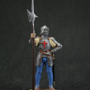 Collectible tin toy soldier 54 mm Painted Historical Miniature English halberdier, 1513