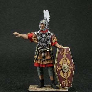 Collectible tin toy soldier 54 mm Painted Historical Miniature Ancient Rome. Roman legionnaire, Officer of the II Auxiliary Legion