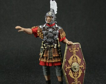 Soldat jouet en étain de collection 54 mm Miniature historique peinte de la Rome antique. Légionnaire romain, officier de la IIe Légion auxiliaire