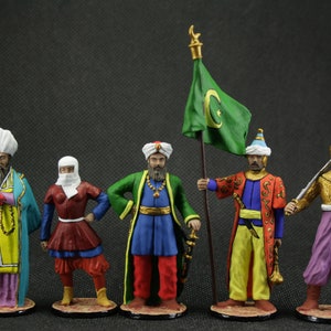 Set of 5 soldiers Painted Tin toy soldier 54 mm Model Scale 1:32 Turks