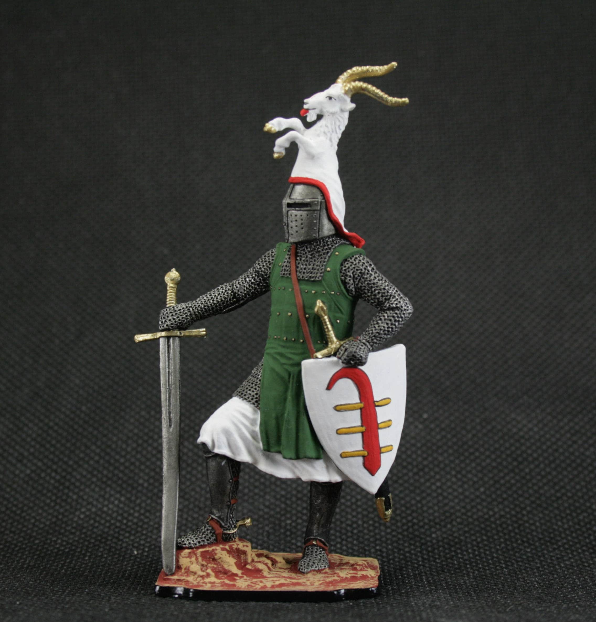 手描きのブリキのおもちゃの兵隊、中世ドイツ騎士のミニチュア（54 mm