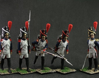 Żołnierzyki ołowiane 54 mm Zestaw żołnierzyków ołowianych Napoleon 1812. Piesi grenadierzy Starej Gwardii Cesarskiej. Francja 1812. Miniatura historyczna napoleońska