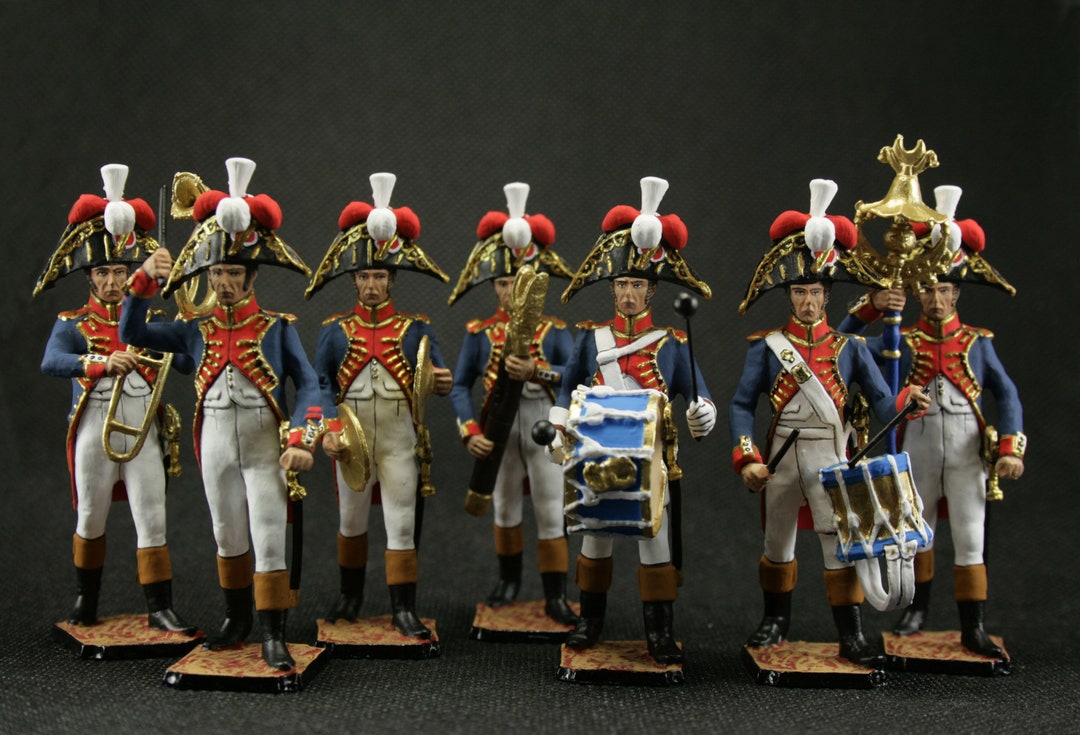 Lot De 6 Figurines 54 Mm – Grenadiers Gardiens En Métal Blanc Peints à La Main