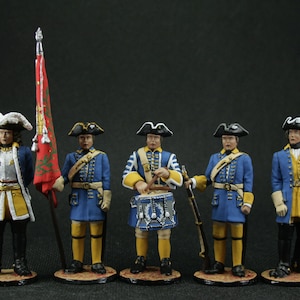 Tin toy soldier 54 mm Model Set of 5 soldiers Swedes Northern war. 1700-1721