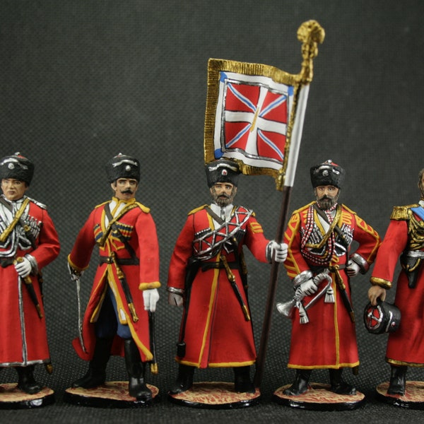 Soldat de plomb 54 mm Ensemble de soldats de plomb Convoi miniature historique de l'empereur Nicolas II. Cosaques.