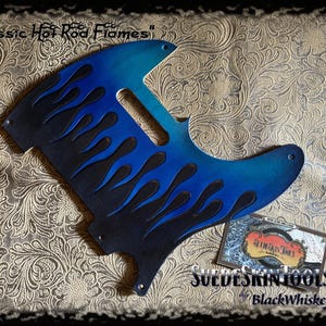 Custom Tooled Leather Classic Hot Rod Ghost Flames Pickguard fits Fender Telecaster Tele or Esquire Nashville