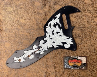 Custom Pickguard aus punziertem Leder für Fender Thinline Telecaster Tele Waylon Style