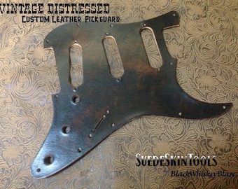 Custom Tooled Leather Alt Distressed Brown Pickguard fits Fender Stratocaster Strat SSS HSS HSH