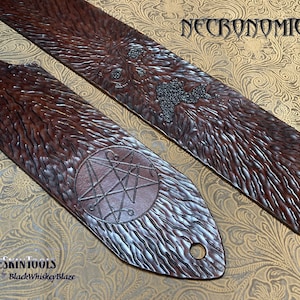 Custom Tooled Leather NECRONOMICON Book of the Dead Evil Dead Style Guitar Strap