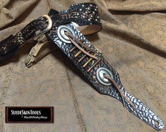 Custom Leather Native American Old West Style Bone Bead Guitar Strap