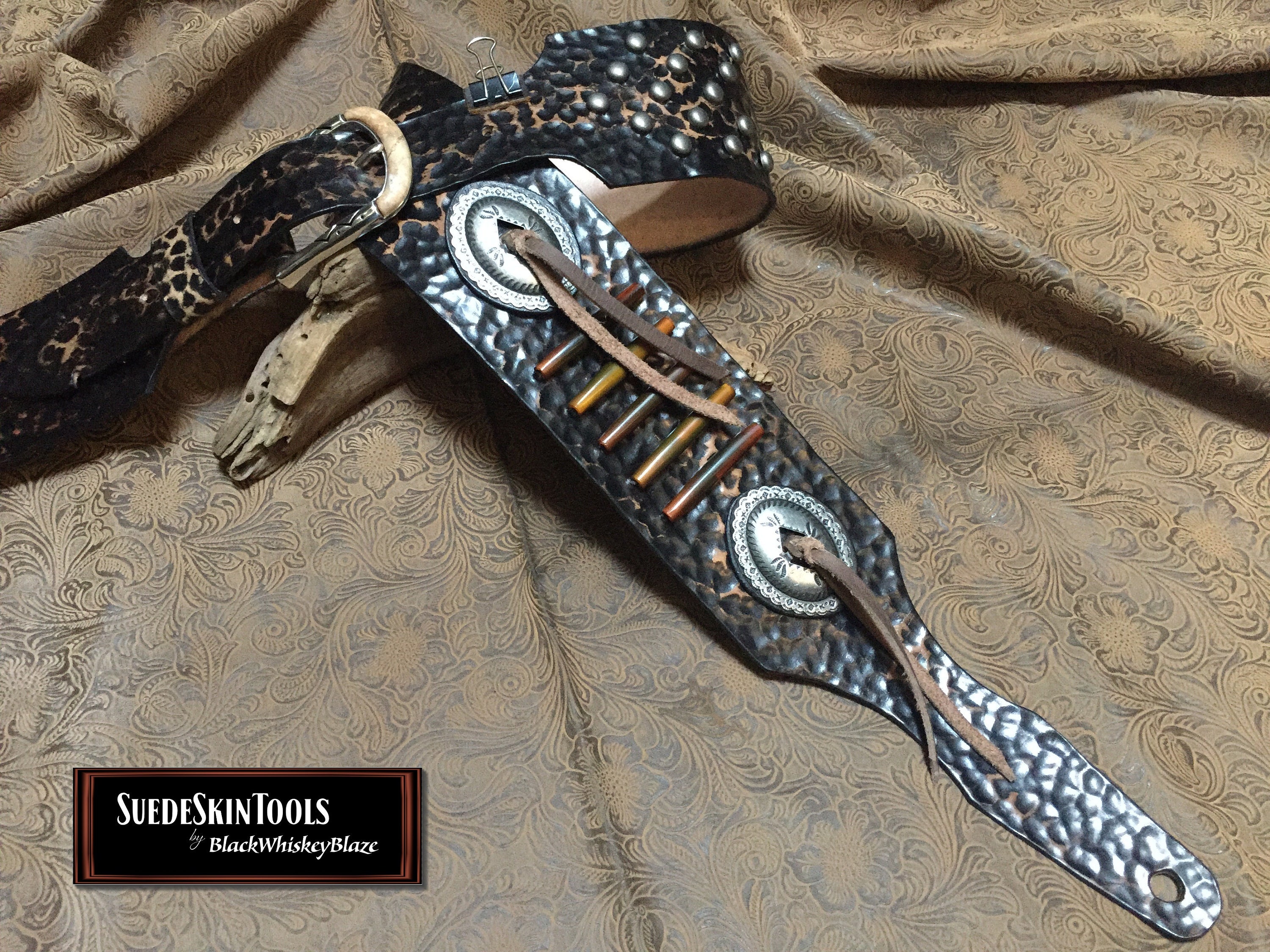 Custom Leather Native American Old West Style Bone Bead Guitar Strap - Etsy