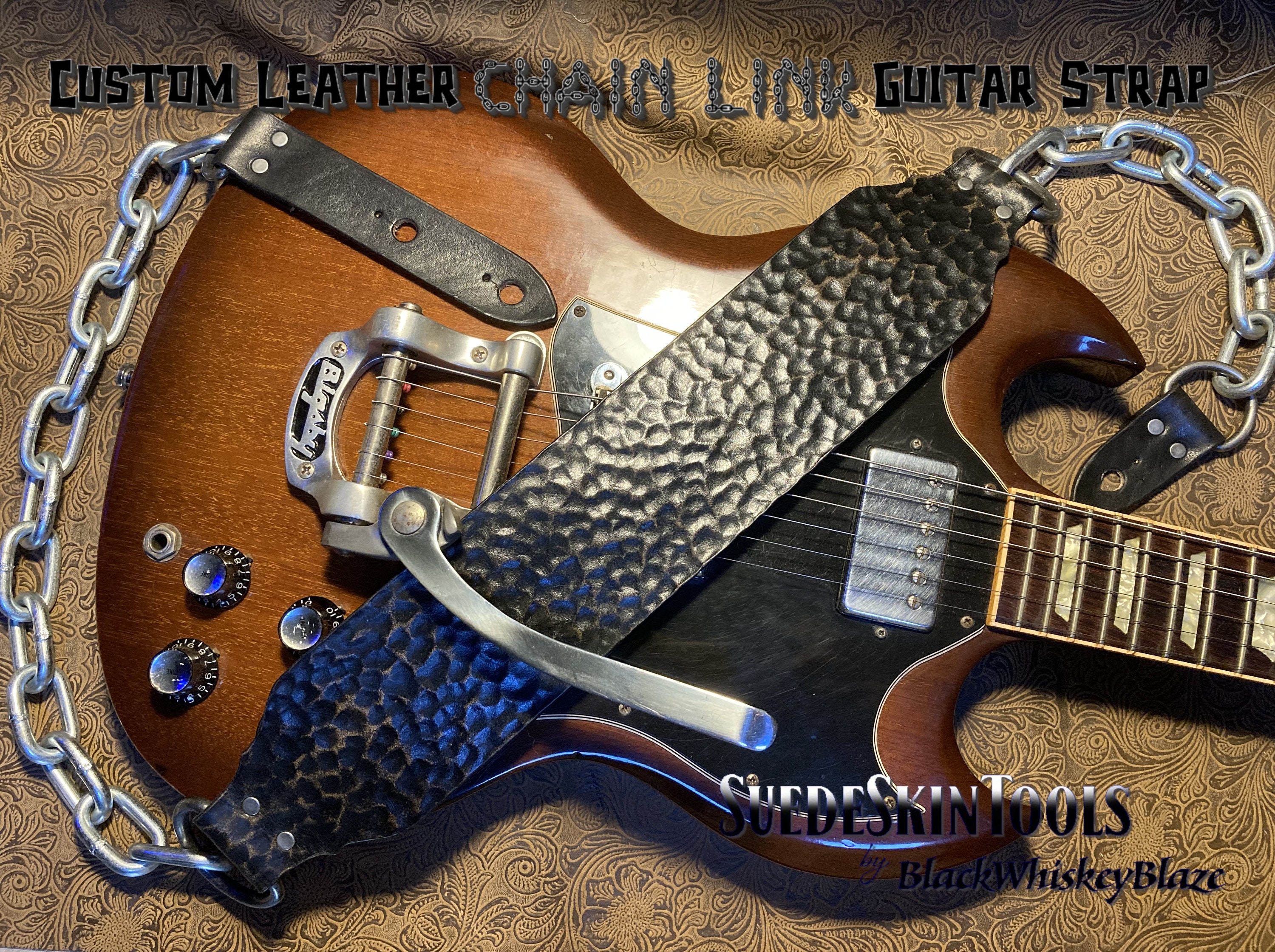 Metal chain guitar strap deals