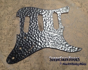 Custom Tooled Leather Pickguard "Blacksmith" Hammered Metal Style fits Fender Stratocaster SSS HSS HSH