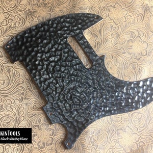 Custom Tooled Leather &quot;Blacksmith&quot; Hammered Metal Style Pickguard fits Fender Telecaster Tele or Esquire