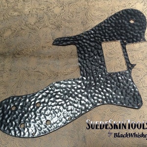 Custom Tooled Leather &quot;Blacksmith&quot; Hammered Metal Style Pickguard fits Fender Telecaster 72 Model