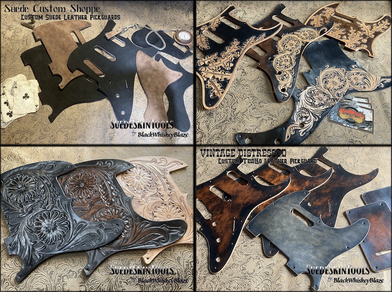 Custom Tooled Leather Pickguard Fits Fender Stratocaster Strat SSS HH ...