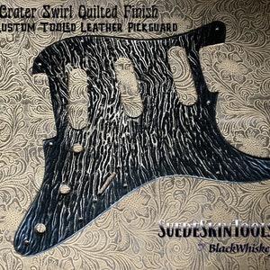 Custom Tooled Leather Pickguard fits Fender Stratocaster Quilted Swirl